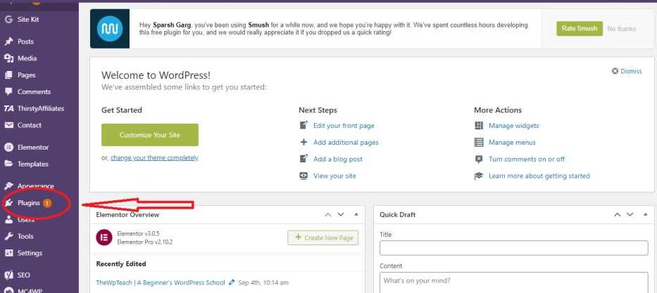Go to the Plugins section in your WordPress Dashboard